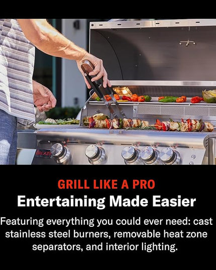 Blaze 32-Inch 4-Burner Built-In Natural Gas Grill | 66,000 BTU | Rear Infrared Burner & Grill Lights | 304 Stainless Steel Construction | BLZ-4LTE2-NG
