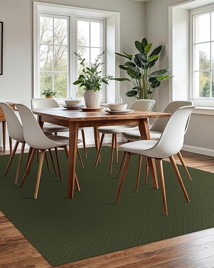 KOZYFLY Area Rug 6x9 Ft Washable Rugs for Living Room Non Slip Rubber Backed Bedroom Rug Braided Cotton Dining Room Rug, Floor Carpet for Living Room Dining Room Bedroom, Dark Green