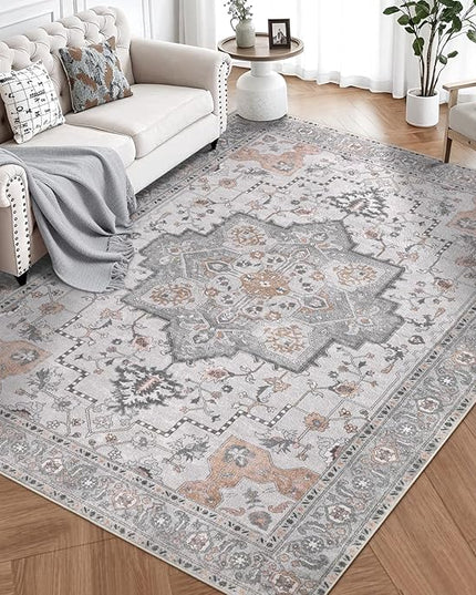 Ciicool Area Rug 5x7ft Washable Rugs for Living Room Non-Slip Indoor Rugs Large Low-Pile Mat Floor Carpet Vintage Rug for Bedroom Dinning Foyer Decor