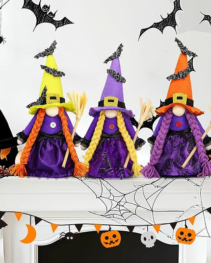 Lovinland Halloween Decorations - Halloween Decor - 3PCS Witch Plush Gnomes - Cute Hocus Pocus Decorations for Home, Indoor, Office, Table, Party Clearance