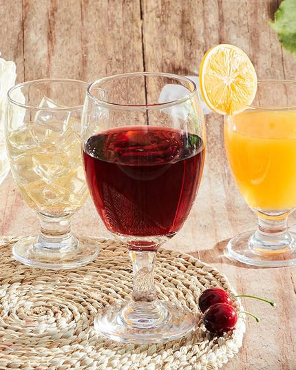 Patelai Set of 6 Clear Glasses 16 oz Water Goblet Glass Stemmed Water Glasses for Juice Wine Beer Tea Milk Cold Beverages Drinks Dishwasher Safe