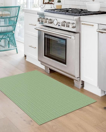 KOZYFLY Washable Area Rug 2x3 Ft Small Entryway Rug Indoor Door Mat Throw Rugs with Rubber Backing, Braided Cotton Floor Carpet for Front Entrance Bathroom Kitchen Foyer, Sage Green