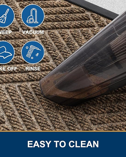Smiry Half Circle Front Door Mat Outside Entrance, Heavy Duty Outdoor Indoor Natural Rubber Doormat, Non Slip, Trap Dirt and Moisture, Easy Clean, Low Profile Patio Porch Entryway Mat, 29.5x17, Brown