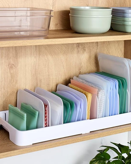 YouCopia StoraLid Expandable Food Container Lid Organizer with Tall Dividers, 40 Lid, Premium Edition