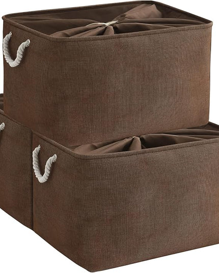 TheWarmHome Organization and Storage for Organizing - Extra Jumbo 3 Pack 20.5x15.7x13.8 inch Fabric Storage Bin for Shelves, Storage cubes for Decorative Shoes Towel Blanket Closet (Brown)