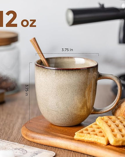 AmorArc 12oz Coffee Mugs, Ceramic Coffee Mugs set of 6 for Man, Woman, Dad, Mom, Modern Coffee Mugs with handle for Latte/Cappuccino/Milk/Cocoa. Dishwasher&Microwave Safe