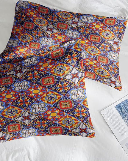 Comforter Set Full Size, Mexican Talavera Ceramic 7 Pcs Bedding for Kids and Adults, Italian Spanish Bed Sheet Sets with Fitted Sheet 2 Pillowcases & 2 Shams for Bedroom Bed Decor