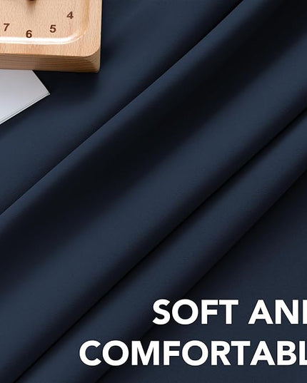 H.VERSAILTEX Blackout Curtains Thermal Insulated Window Treatment Panels Room Darkening Blackout Drapes for Living Room Back Tab/Rod Pocket Bedroom Draperies, 52 x 72 Inch, Navy Blue, 2 Panels