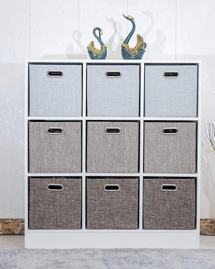 Posprica Storage Basket Bins,12×12 Foldable Storage Cube Boxes Fabric Drawer for Closet Shelf Cabinet Bookcase,4pcs,Coffee