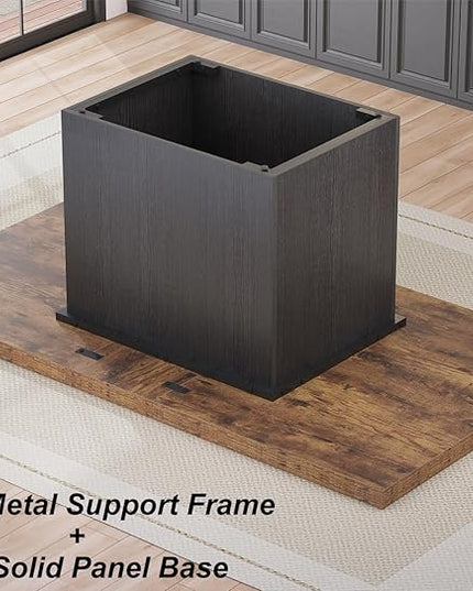 HSH Dining Table for 6 to 8, 71” Wood Rectangular Dinner Table, 6 ft Industrial Kitchen Table only with Black Pedestal, Modern Large Dining Room Table for Home Gathering Office, Rustic Brown, 71 Inch
