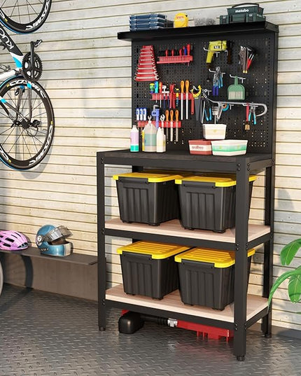 Nazhura 72 Quart Plastic Storage Bin, Stackable and Nestable Storage Boxes with Yellow Lids and Secure Latching Buckles, Large Storage Container (Black/Yellow, 72Quart-4Pack)