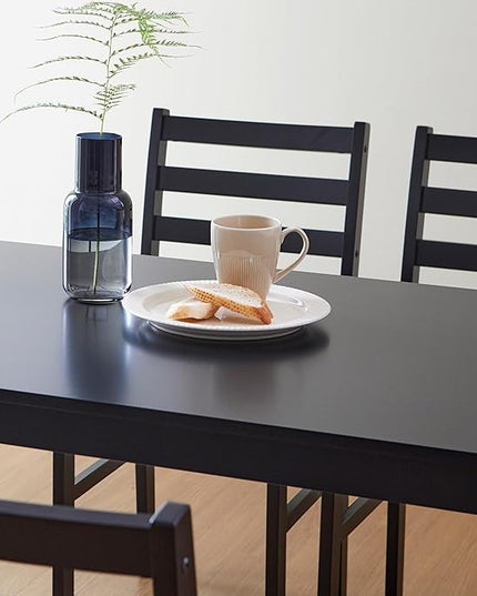 Livinia Seattle 5-Piece Wooden Dining Table Set for 4, Modern Farmhouse Kitchen Dining Room Set with Solid Wood Ladder Back Chairs for Small Space (Black)