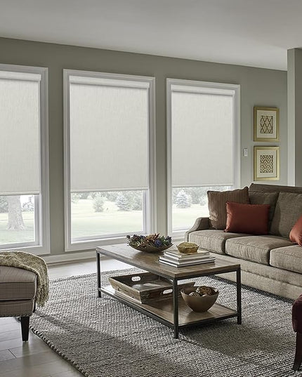 Zshine Motorized Blackout Window Blinds Customize Width (23-95 Inches) Remote Control Wireless and Rechargeable Roller Shades Blinds for Windows, Home, Office, Hotel, Club, Restaurant(82164B)