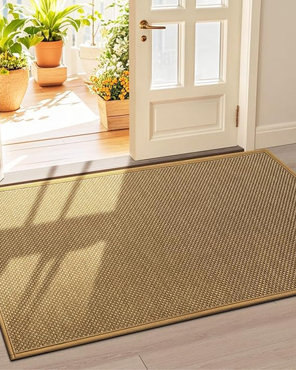 LEKEEPGO Door Mat 36"x59", Non Slip Door Mat Indoor Entrance, Rubber Backing Front Indoor Door mat Washable Absorbent Low-Profile Entryway Entry Resist Dirt Inside Door Mats, Light Brown