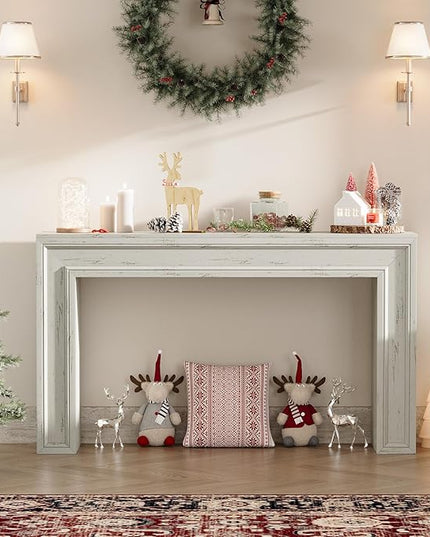 Rresyet 55 Inch Long Console Table, Sofa Table Behind Sofa, Wooden Entryway Table, Farmhouse Entryway Table for Entry, Hallway, Living Room (White)