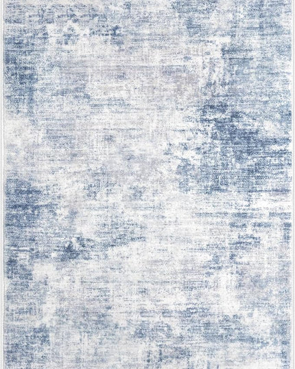 IOHOUZE Abstract Area Rugs 5x7 Ft Washable Rugs for Living Room, Non Slip Dining Room Rug, Printed Faux Wool Rugs for Bedroom, Floor Carpet for Office Nursery Playroom, Light Blue White