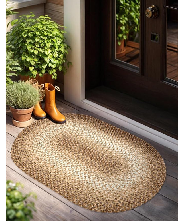 Tranquility TQ52 Natural 3' x 5' Oval - Braided Area Rug, Home Decor, Floor Mat or Bedroom Rug - Easy Care, Ideal for High Traffic Areas in Hallway and Living Room - Made in USA