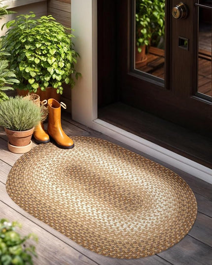 Tranquility TQ52 Natural 7' x 9' Oval - Braided Area Rug, Home Decor, Floor Mat or Bedroom Rug - Easy Care, Ideal for High Traffic Areas in Hallway and Living Room - Made in USA