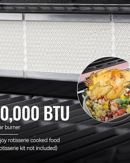 Royal Gourmet GA5403B 5 Burner Propane Gas Grill with Side Burner & Rear Burner, Cabinet Style Design BBQ Grill with 74,000 BTUs Output for Barbecue Grilling & Backyard Cooking, Blue