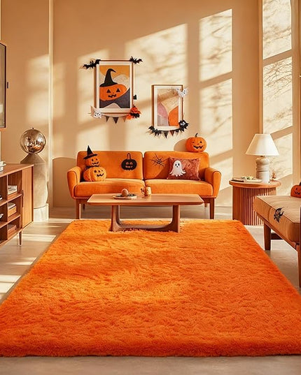 Ophanie Orange Rugs for Living Room Bedroom, 6x9 Fluffy Fuzzy Furry Carpet, Plush Soft Shaggy Bedside Indoor Floor Area Rug for Kids Girls Boys Baby Teen Dorm Nursery Home Decor Aesthetic