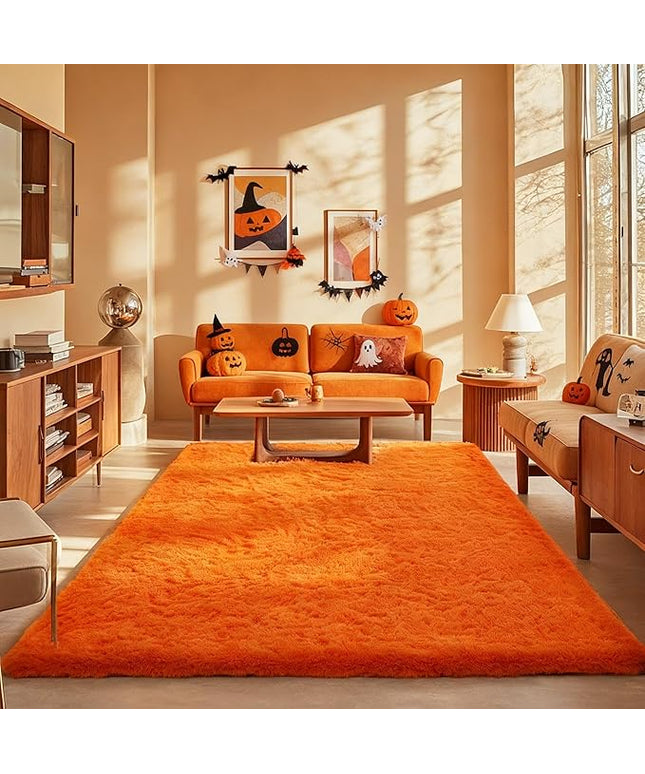 Ophanie Orange Rugs for Living Room Bedroom, 6x9 Fluffy Fuzzy Furry Carpet, Plush Soft Shaggy Bedside Indoor Floor Area Rug for Kids Girls Boys Baby Teen Dorm Nursery Home Decor Aesthetic