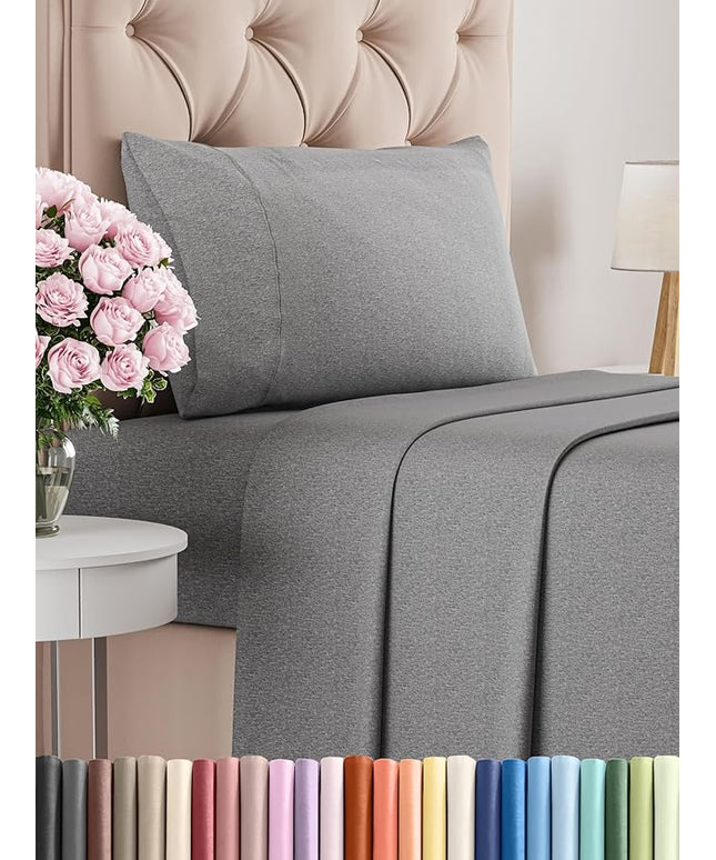 Twin XL Size 3 Piece Sheet Set - Comfy Breathable & Cooling Bed Sheets Set - Hotel Luxury Bedding for Women, Men, Kids, Teens, Boys & Girls - Deep Pockets and Wrinkle Free - Grey (Heathered Sheets)