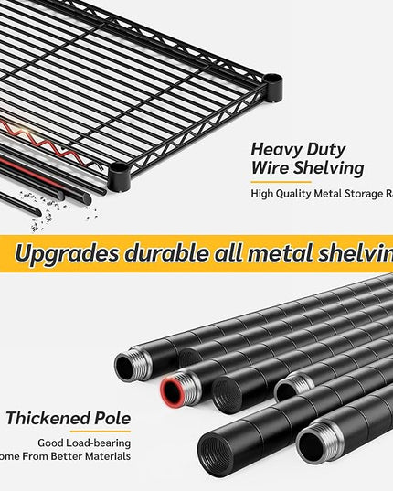 REIBII 75''H Storage Shelves Metal Shelving Unit, 6 Tier Wire Shelving for Pantry Shelves Adjustable 1200LBS Garage Shelving Heavy Duty Storage Rack for Kitchen Garage, 35.4''W*75''H*15.7" D, 2PCS
