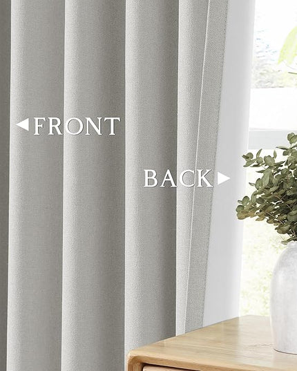 ChrisDowa 100% Blackout Light Grey Solid Curtains 90 Inches Long 2 Panels for Bedroom Living Room,Farmhouse Room Darkening Thermal Insulated Soundproof Grommet Top Window Treatment Drapes,52x90