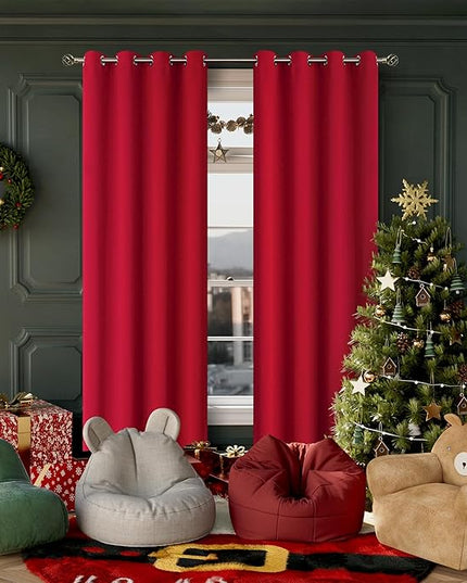 BGment Christmas Room Darkening Curtains 84 Inches Long - Grommet Thermal Insulated Drapes Window Treatment Curtains for Bedroom, 2 Panels, 52 x 84 Inch, Red