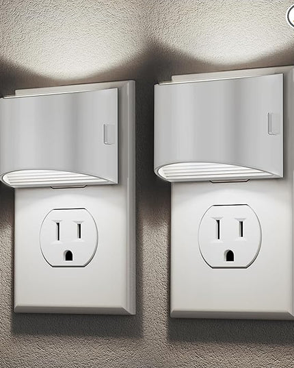 DORESshop LED Night Light[2 Pack], Night Lights Plug into Wall, 3 Level Brightness Adjustable Plug in Night Light, Dusk to Dawn Sensor Nightlights for Adults,Bedroom,Bathroom,Hallway,5000K White Cover