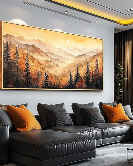 FUHAIHUA Wood Framed Canvas Wall Art For Living Room Large Wall Decor For Office Bedroom Decorations Forest Landscape Pictures Farmhouse Painting Artwork Room Wall Mural Aesthetic Home Decor 30x60 In