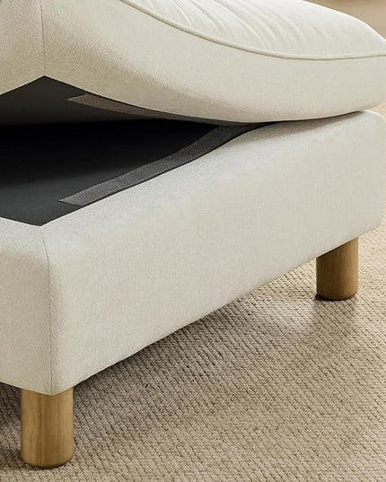 CHITA 127" Super Large Sectional Couches for Living Room, Modular Cloud Couch Sectional Sofa, Premium Fabric Couches, Down Filled, High Density Foam, Chenille in Cream, 3 Seater