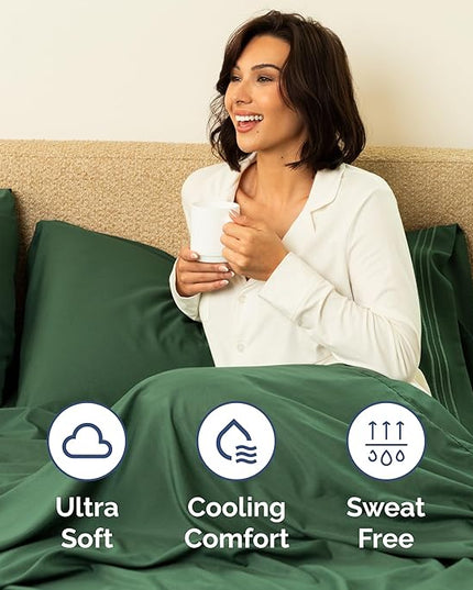 Twin Size 3 Piece Sheet Set - Comfy Breathable & Cooling Bed Sheets Set - Hotel Luxury Bedding for Women, Men, Kids, Teens, Boys & Girls - Deep Pockets, Soft, Wrinkle Free - Oeko-Tex - Emerald Green
