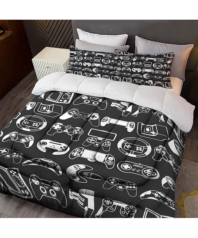 Sunnycitron Kids Comforter Sets Gamer Bedding Sets for Boys Teens Gaming Twin Bed Game Controller Room Decor,1 Comforter 2Pillowcase