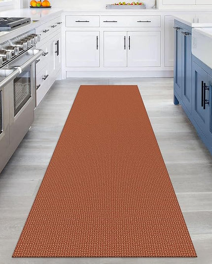 KOZYFLY Runners for Hallways 3x8 ft Washable Kitchen Runner Non Slip Rubber Backed Hall Runners Cotton Entryway Runner Rugs Floor Carpet for Indoor Backdoor Bedroom Kitchen, Orange/Tan