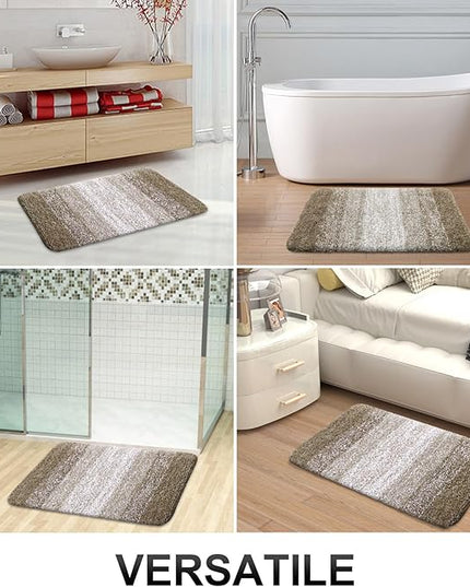 OLANLY Bathroom Rug Set 2 Piece, Soft Absorbent Microfiber Bath Rug Set, Non-Slip, Machine Wash Dry, Plush Shaggy Bath Mats for Bathroom (30"x20"+24"x16", Coffe)