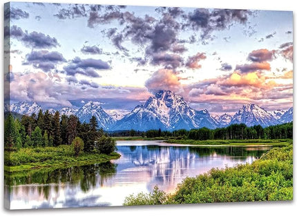 SKASNFAI Grand Teton Wall Art National Park Pictures Wall Decor Large Mountain Canvas Art Framed Decor Landscape Poster for Bedroom Living Room (20x30 inch)
