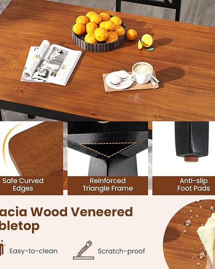 Giantex 5-Piece Dining Table Set for 4, Rectangular Kitchen Table & 4 Chairs with Rubber Wood Legs, Cross Backrest, Space-Saving Mid Century Modern Dinette Set for Dining Room, Breakfast Nook, Dinner
