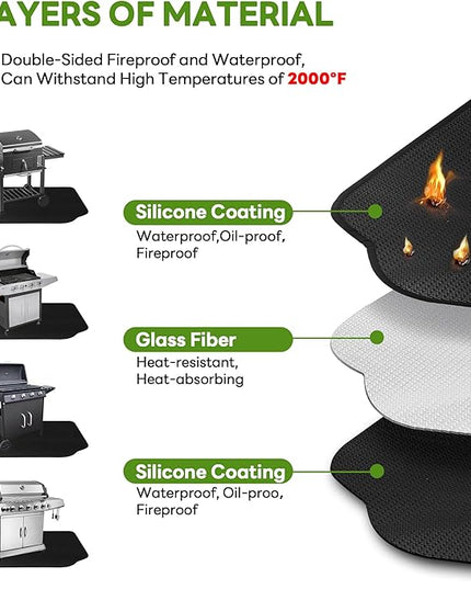 Grill Cover 65 Inch & Under Grill Mat,Waterproof Fade Resistant Anti-UV Barbecue Grill Cover & Weather Protection BBQ Cover for Griddle Outdoor,Compatible with Weber Nexgrill Charbroil Grill