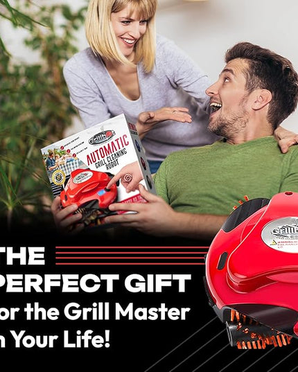 Grillbot Automatic Grill Cleaning Robot with Nylon Brushes, BBQ Grill Cleaner, Grill Brush, Grill Scraper, BBQ Accessories (Red Grillbot)