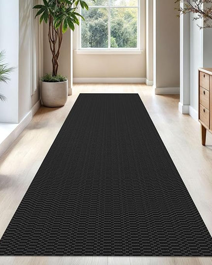KOZYFLY Washable Runner Rug 3x10 ft Hallway Kitchen Runner Rugs with Rubber Backing Bobo Entryway Runner Indoor, Long Carpet Runners for Hall Kitchen Entryway, Black/Grey