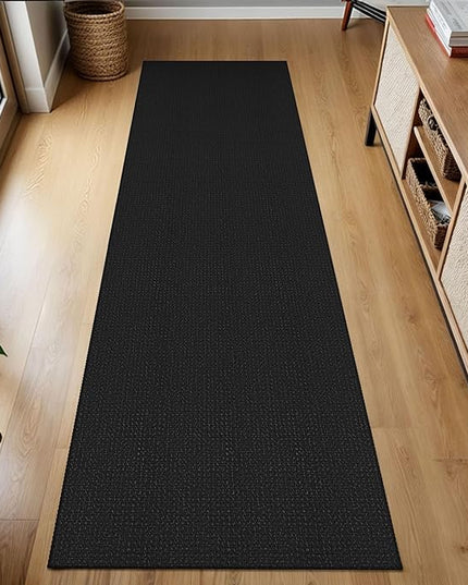 KOZYFLY Runners for Hallways 2x7 ft Washable Kitchen Runner Non Slip Rubber Backed Hall Runners Cotton Entryway Runner Rugs Floor Carpet for Indoor Backdoor Bedroom Kitchen, Black/Dark Grey