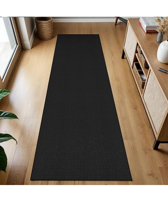 KOZYFLY Runners for Hallways 2x7 ft Washable Kitchen Runner Non Slip Rubber Backed Hall Runners Cotton Entryway Runner Rugs Floor Carpet for Indoor Backdoor Bedroom Kitchen, Black/Dark Grey