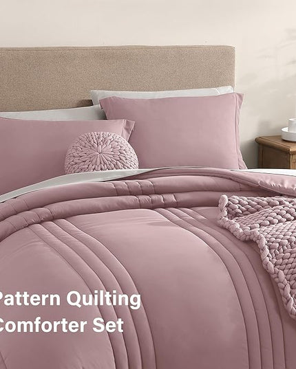 Monbix Full Comforter Set - 7 Pieces Bed in a Bag Full Size Bedding Sets with Comforters, All Seasons Down Alternative Comforter with Sheets,Pillowcases & Shams