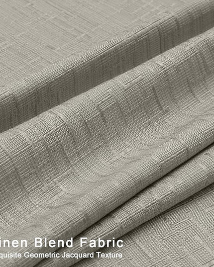 Jacquard Linen Curtains 72 inch Length 2 Panels Thick Faux Linen Blended Window Drapes Burlap Textured Curtains with Grommet for Living Room Bedroom Farmhouse (52x72 Light Khaki) Natural