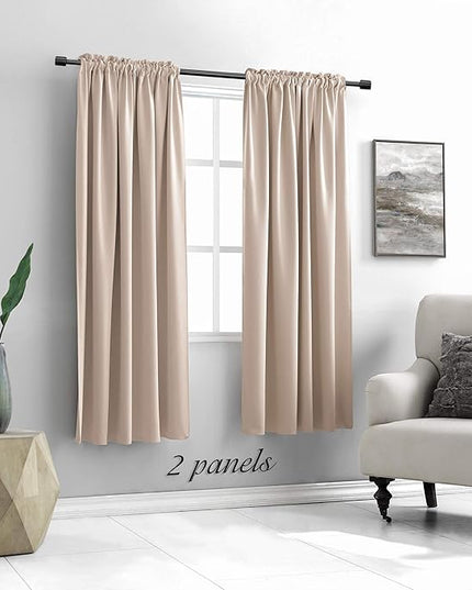 DONREN Living Room Curtain Panels,Energy Saving Thermal Insulated Room Darkening Drapes/Draperies (Warm Taupe,1 Pair,42 by 72 inch)