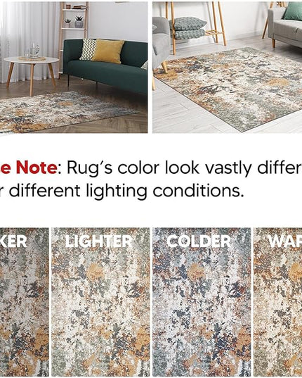 Keen Home Design Area Rugs - 6x9 Non-Shedding, Abstract Rugs for Kitchen, Living Room, Bedroom, Dining Room, Entryway - Size: 5'11" x 9'2", Multi