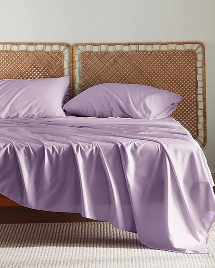 Bedsure Full Size Bed Sheets, Cooling Sheets, Rayon Derived from Bamboo, Breathable & Soft, Deep Pocket Up to 16 Inches, Hotel Luxury Silky Bedding for Hot Sleepers, Lilac