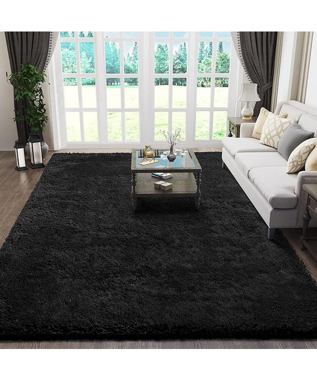 Ophanie Black Rugs for Living Room, Fluffy Furry Shaggy Fuzzy Area Rug, 5x8 Carpets for Bedroom Shag Plush Soft Large, Kids Home Decor Aesthetic