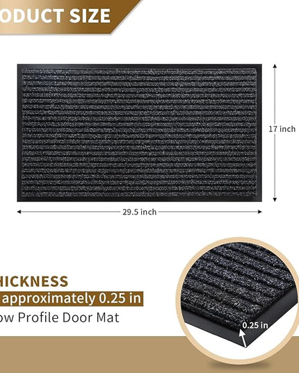 Yimobra Front Door Mat Outdoor Indoor Entrance, 100% Waterproof All-Season All Weather Doormat, Welcome Matt Outside Entry, Non Slip, Low Profile, Heavy Duty Patio Porch Floor Mat,29.5 x 17, Dark Grey